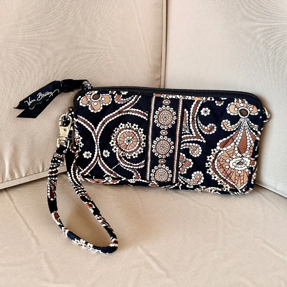 Vera Bradley Caffe Latte Zip-Around Cellphone Wallet Wristlet - Picture 2 of 9